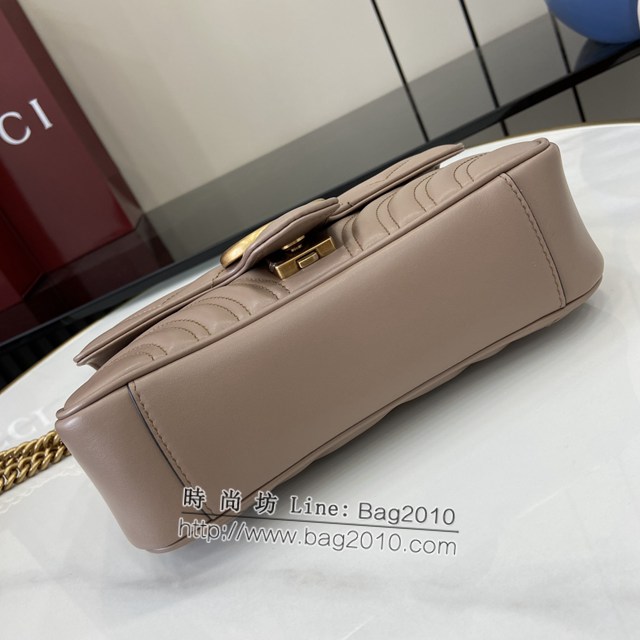 Gucci專櫃古馳最新款Marmont系列絎縫迷你手袋原廠皮鏈條女士挎包 jh2198型號：446744